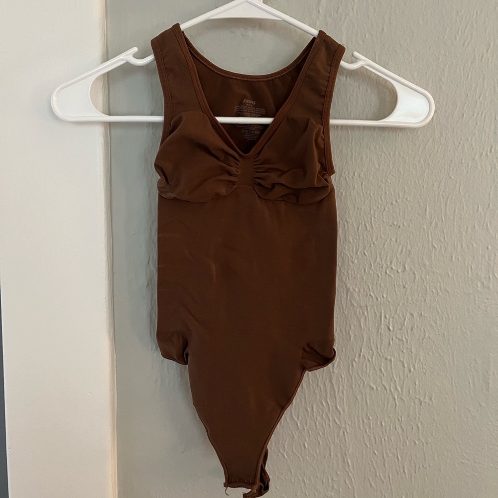 SKIMS Seamless Sculpt Thong Bodysuit, Color (according to SKIMS website): Jasper